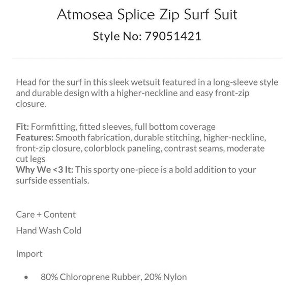 Free People Atmosea Splice Zip Surf Suit/ size S - Picture 8 of 13